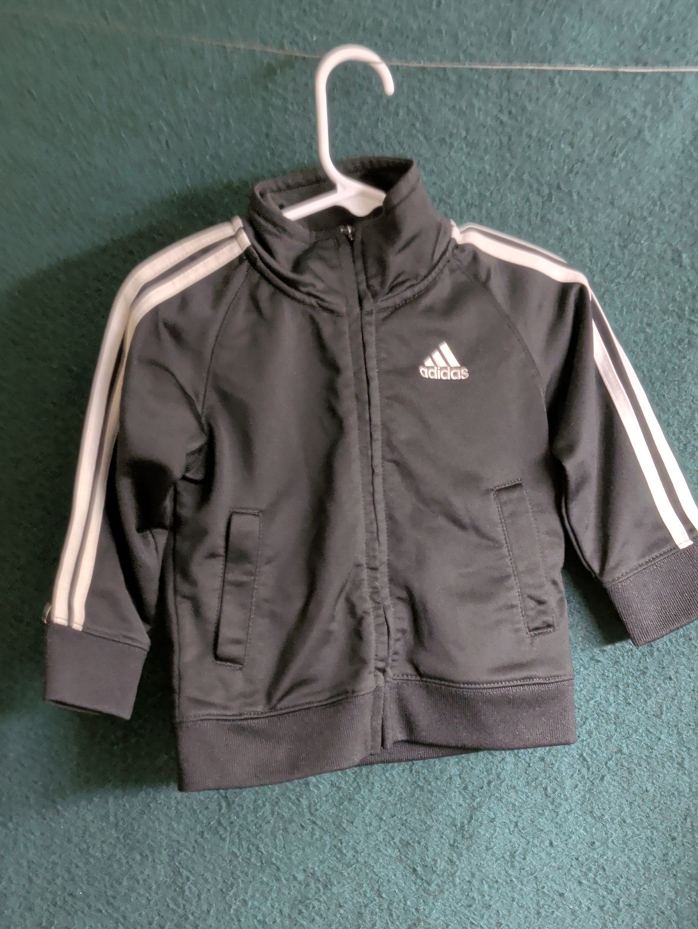 adidas Black Jacket with White Three-Stripe Detail